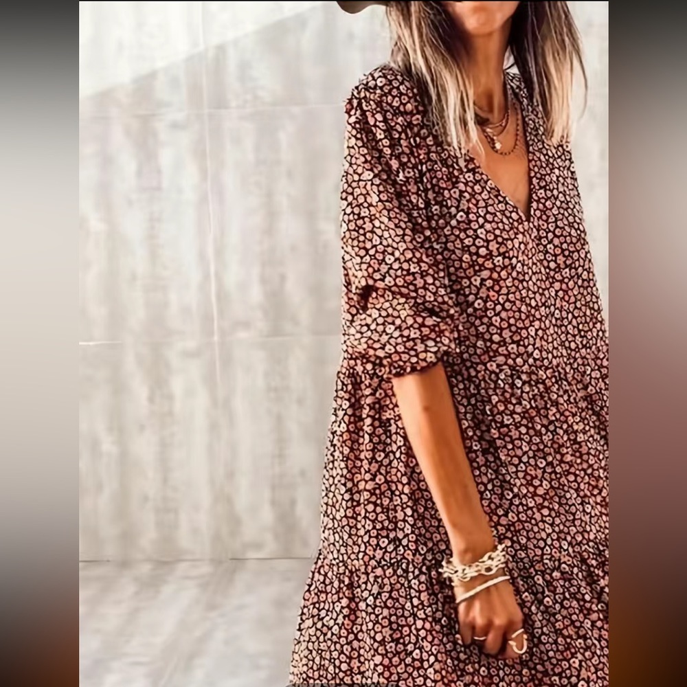 Boho, summer vibes, 3/4 sleeve dress